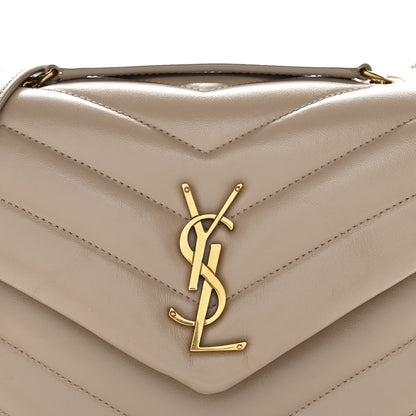 Saint Laurent Calfskin Y Quilted Monogram Small Loulou Chain Satchel Dark Beige 7 of 10