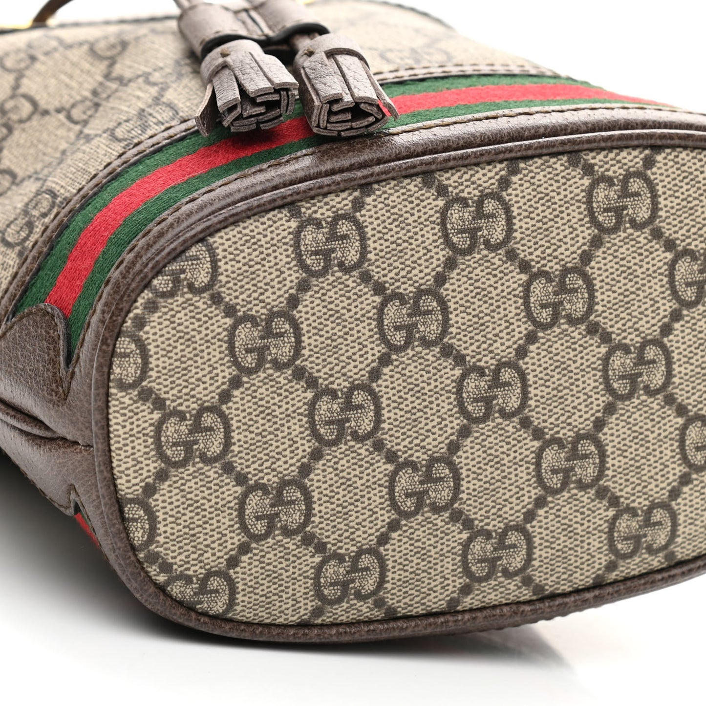 GG Supreme Monogram Web Mini Ophidia Bucket Bag Brown