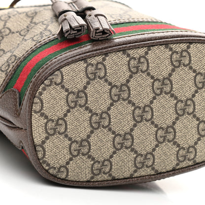 Gucci GG Supreme Monogram Web Mini Ophidia Bucket Bag Brown 8 of 9