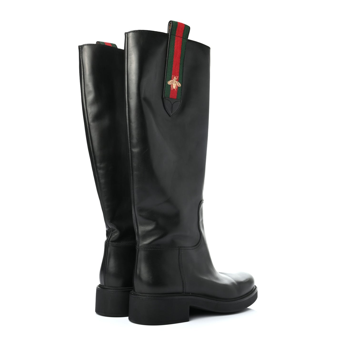 Calfskin Web Bee Tall Riding Boots 41 Black