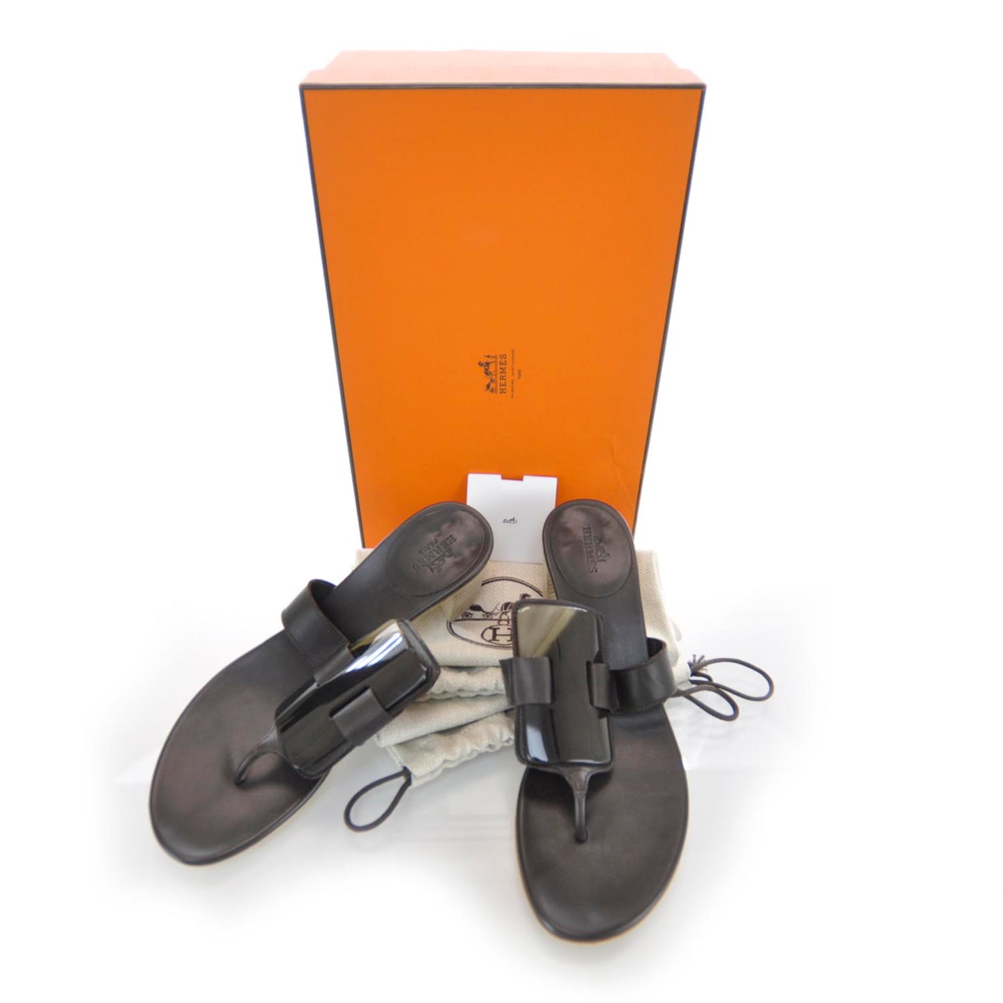 Leather Horn Corne Ligne Sandals 38.5 Brown