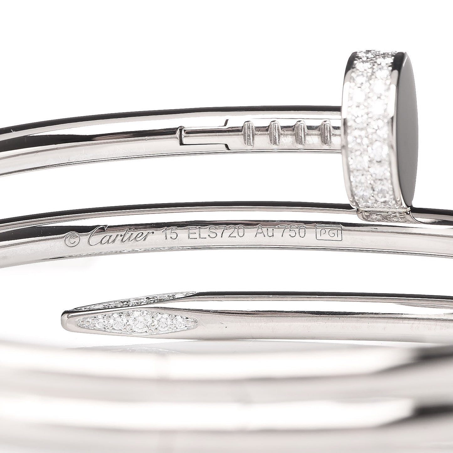 18K White Gold Diamond Double Wrap Juste Un Clou Bracelet 15
