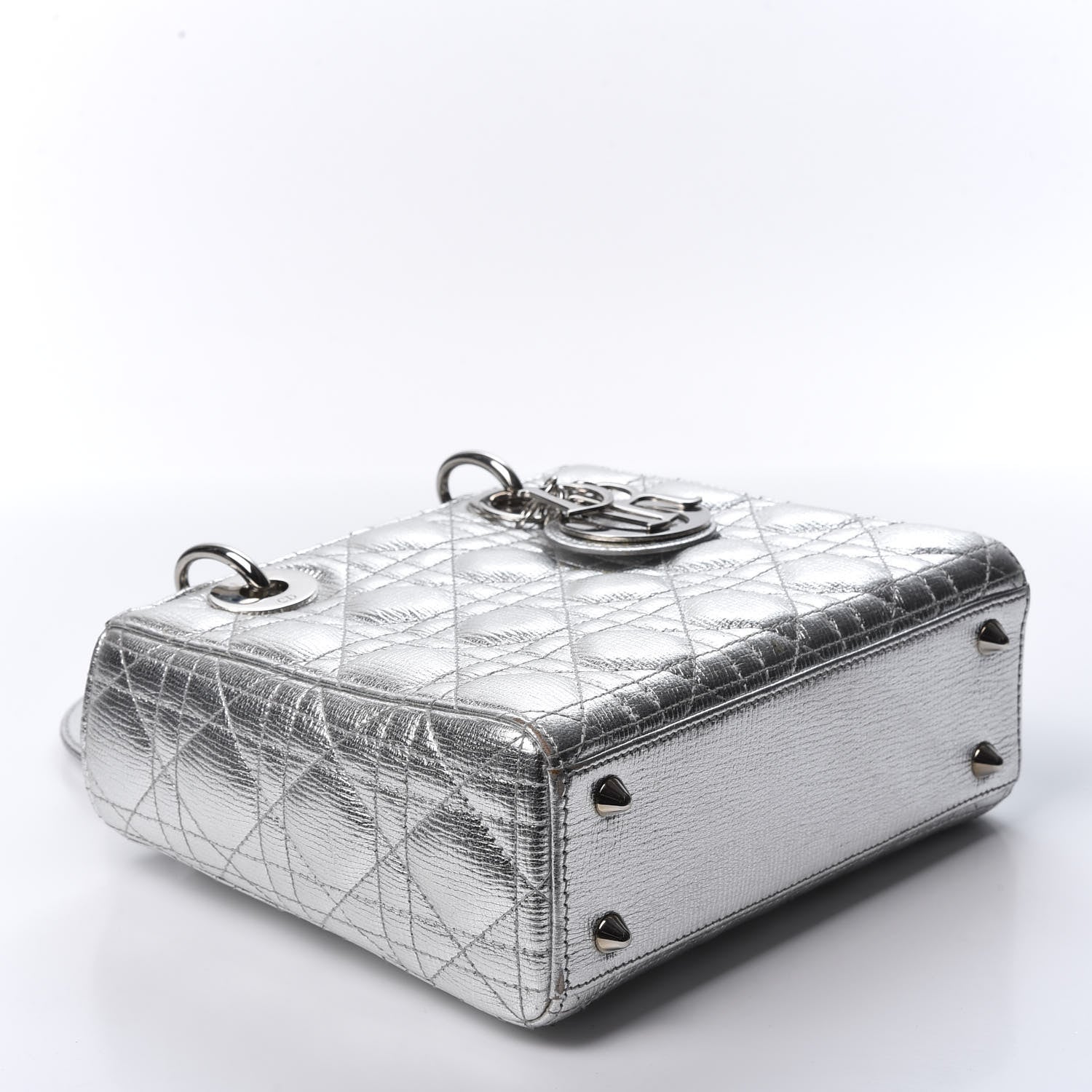 Christian Dior Metallic Grained Calfskin Cannage Small Lucky Badges My Lady Dior Silver 3 of 11