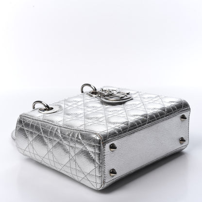Christian Dior Metallic Grained Calfskin Cannage Small Lucky Badges My Lady Dior Silver 3 of 11