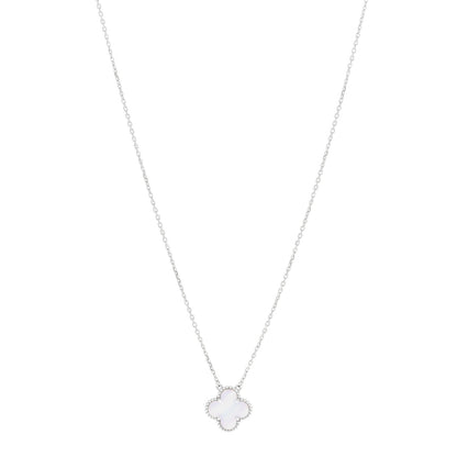 Van Cleef & Arpels 18k White Gold Chalcedony Vintage Alhambra Pendant Necklace 1 of 5