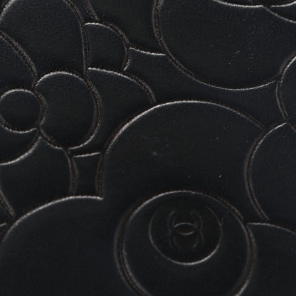 Chanel Lambskin Camellia Embossed Yen Wallet Black 16 of 17