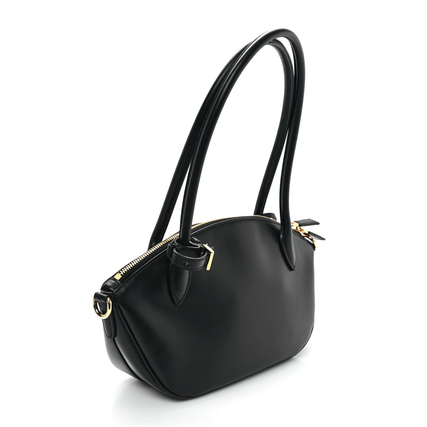 City Calf Small Triangle Shoulder Bag Black
