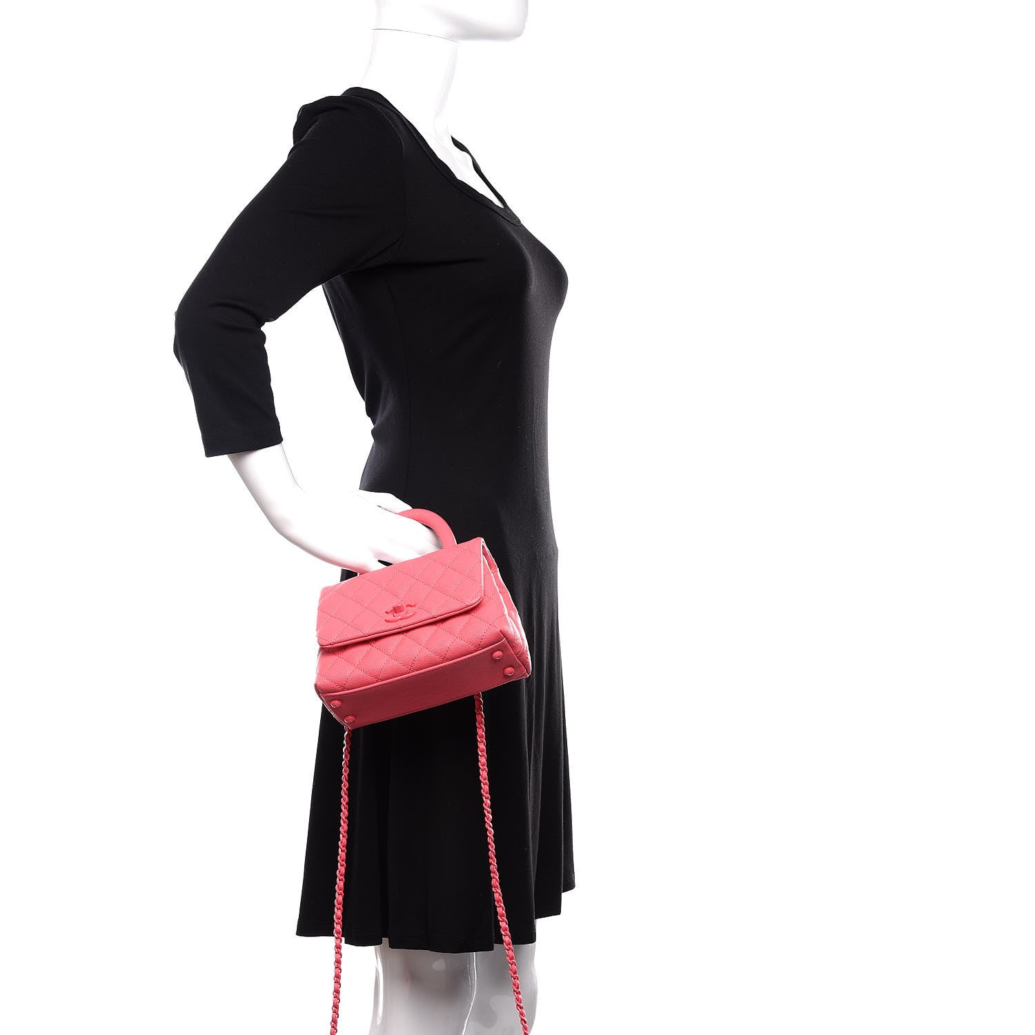 Chanel Caviar Quilted Incognito Extra Mini Coco Handle Flap Pink 3 of 12
