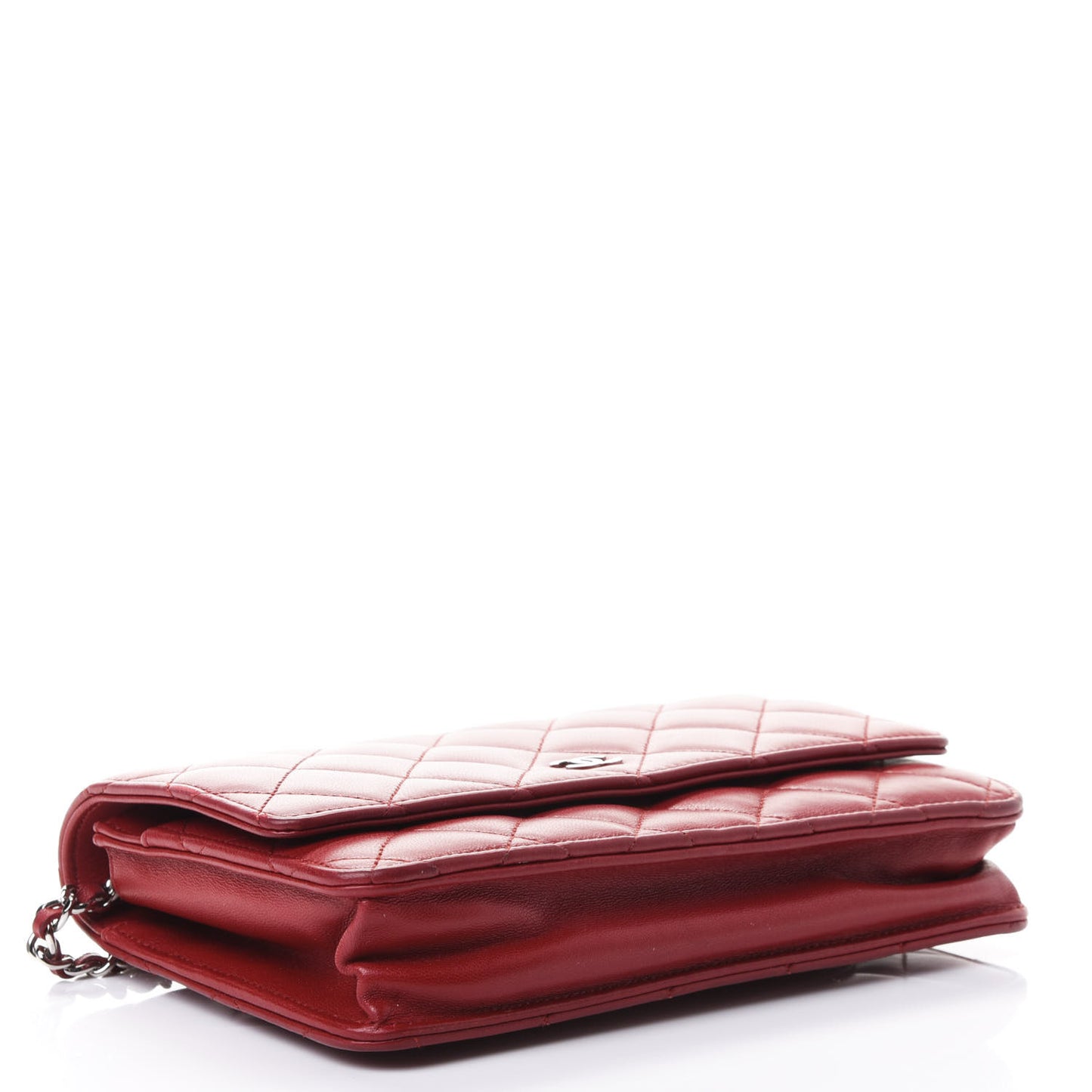 Lambskin Quilted Wallet on Chain WOC Red