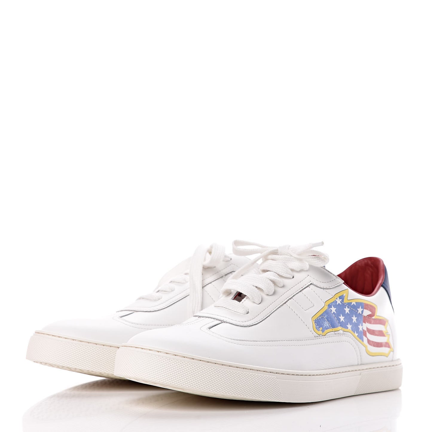Calfskin Printed Mens Quicker Sneakers 43.5 White