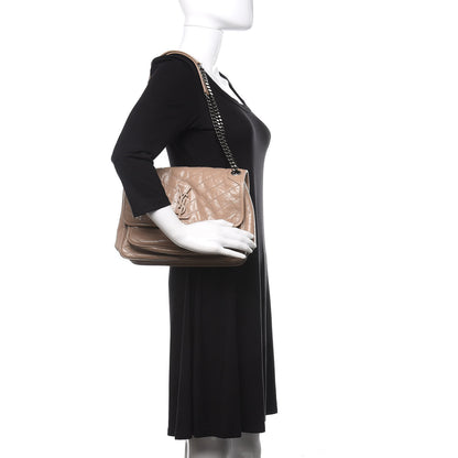 Saint Laurent Crinkled Calfskin Matelasse Monogram Medium Niki Chain Satchel Light Taupe 2 of 9