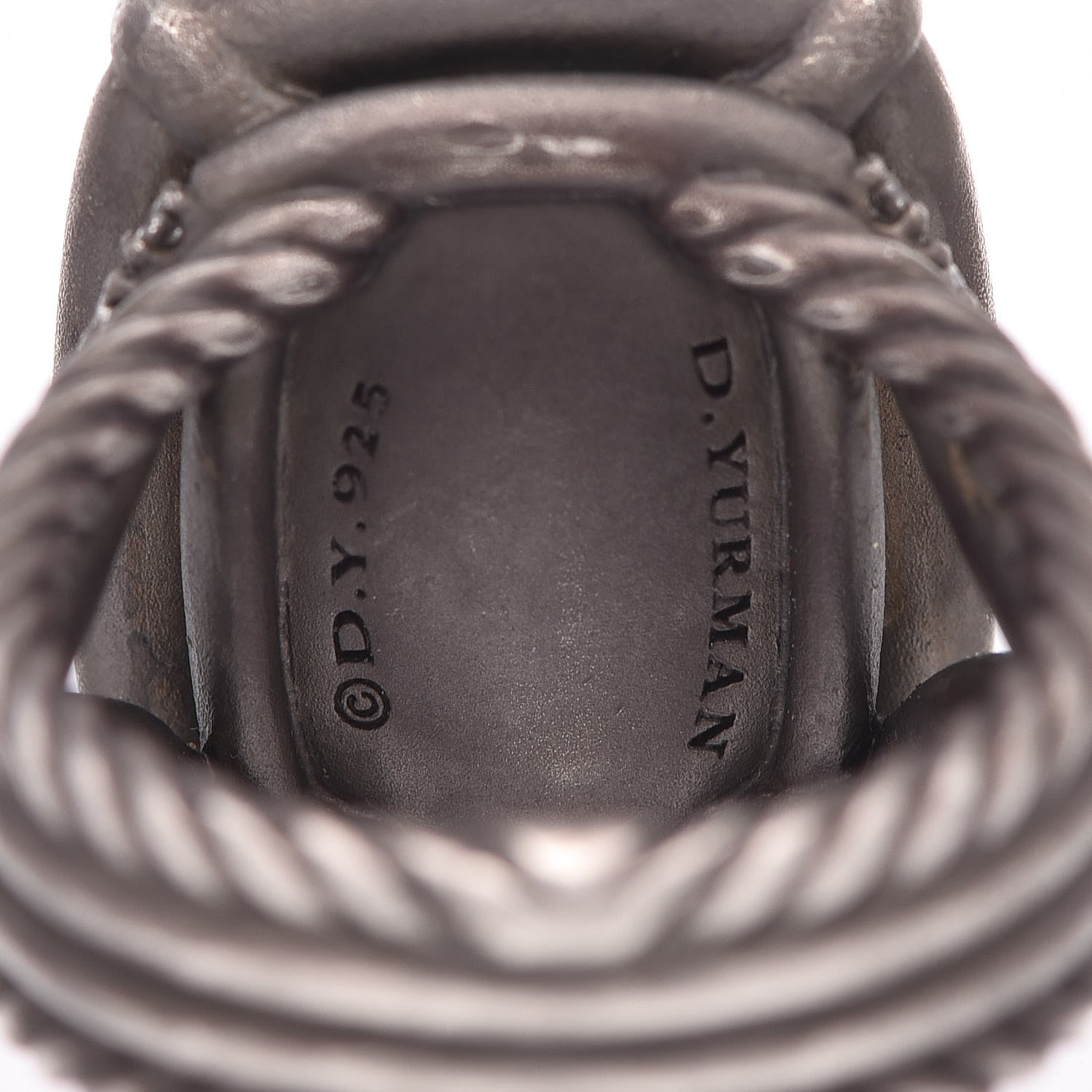 David Yurman Darkened Sterling Silver Diamond Blue Topaz 20mm Chatelaine Ring 57 8 5 of 5