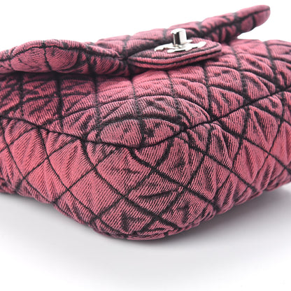 Chanel Washed Denim Quilted Small Denimpression Flap Red Black 9 of 10