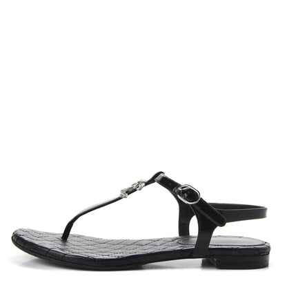 Chanel Patent Calfskin CC Chain Thong Sandals 35.5 Black 1 of 9