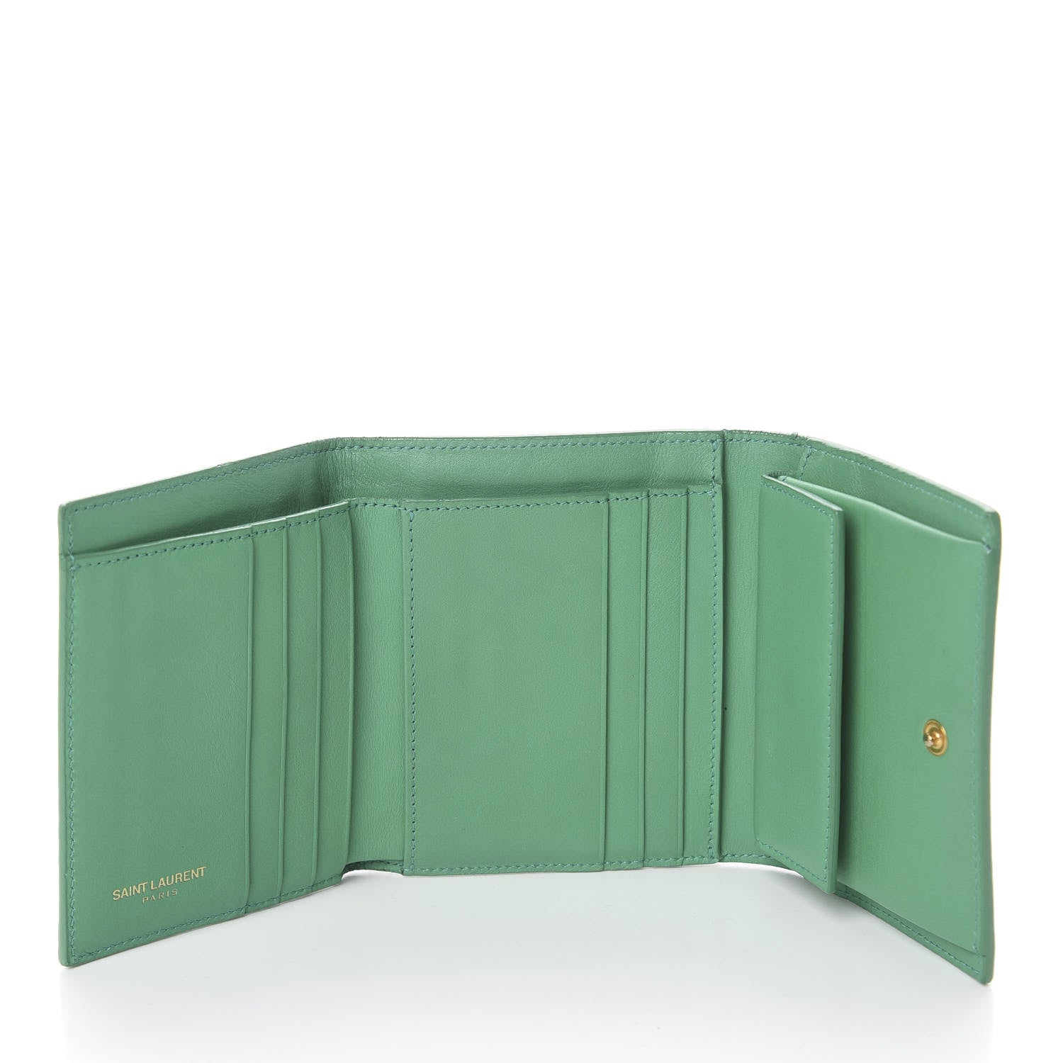 Saint Laurent Calfskin Classic Y Compact Wallet Green 4 of 5