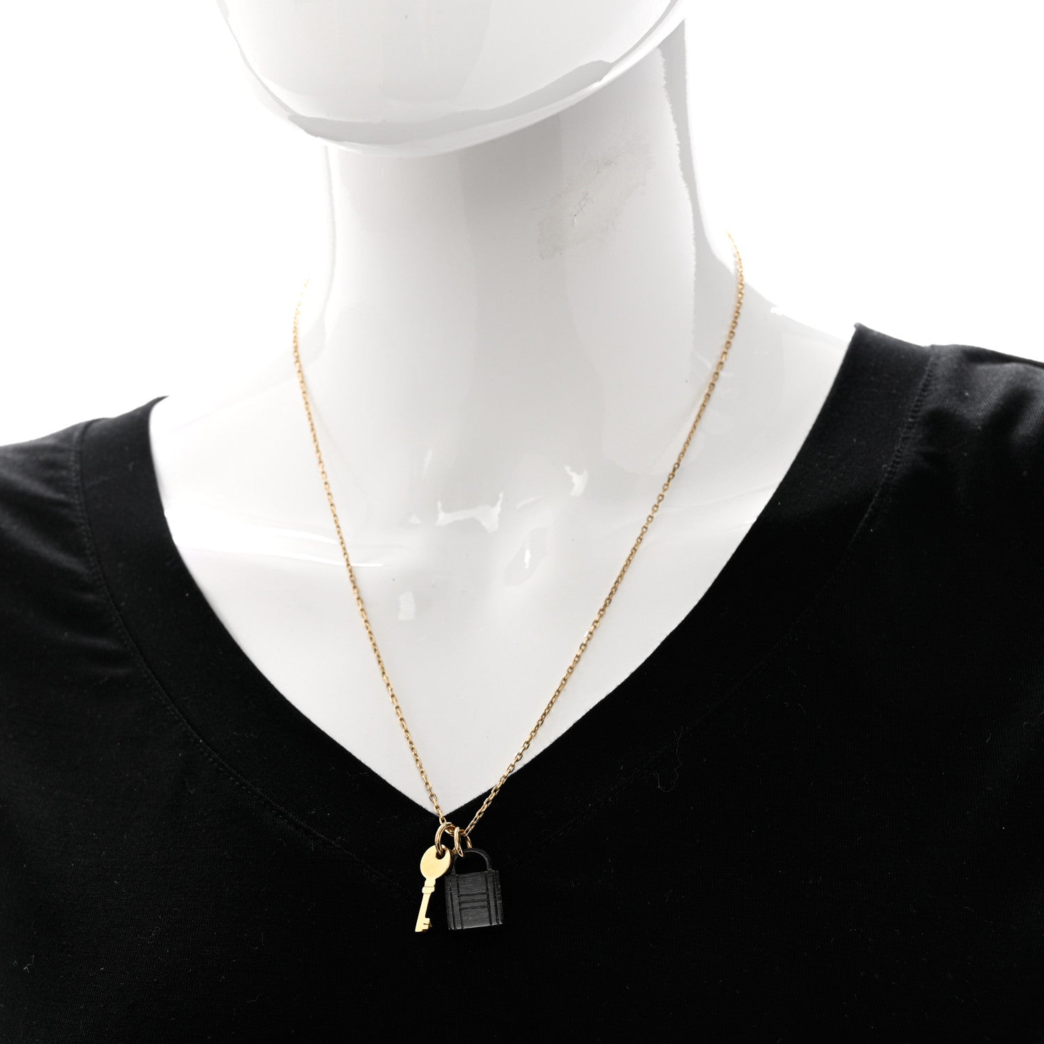 Hermes Permabrass Buffalo Horn Amulette Padlock PM Pendant Necklace 2 of 7