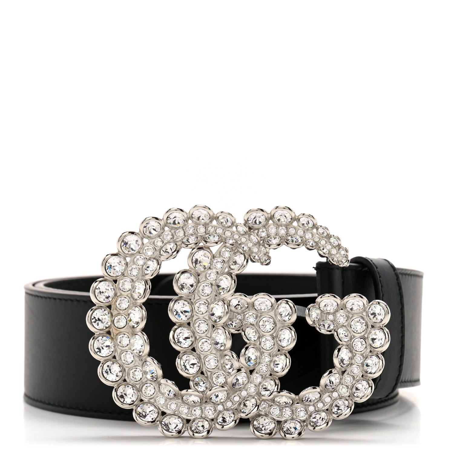 Gucci Calfskin Crystal Double G 40mm Belt 90 36 Black 1 of 8