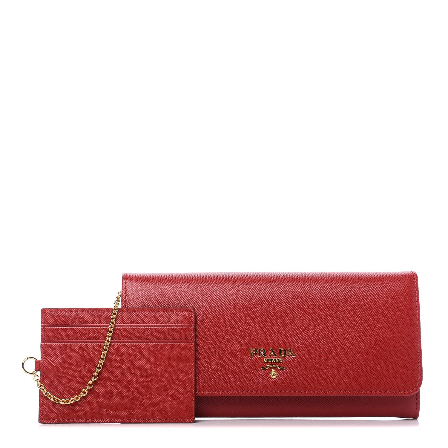 Prada Saffiano Triangle Continental Flap Wallet Fuoco 1 of 10