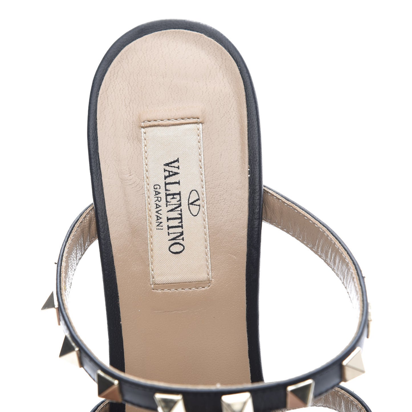 Calfskin Rockstud 60mm Caged Slide Sandals 38.5 Black