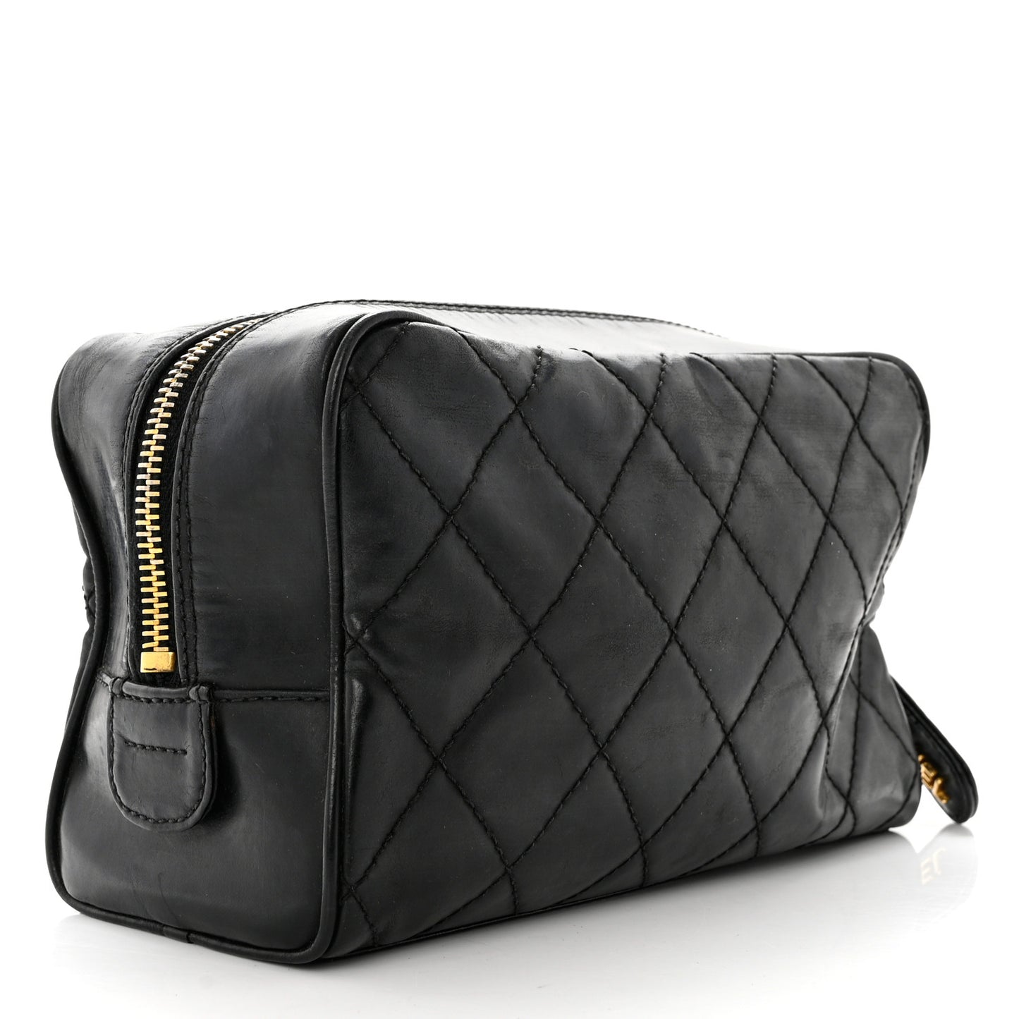 Lambskin Quilted Cosmetic Case Black