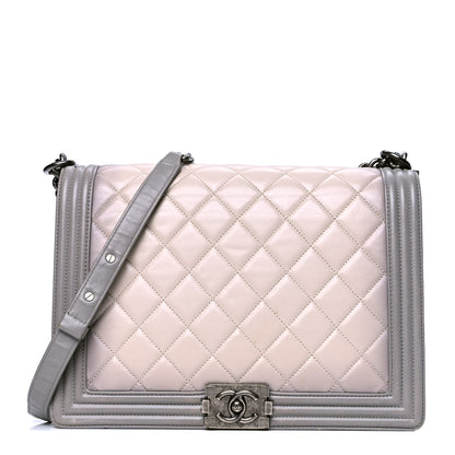 Chanel Calfskin Ombre Quilted Large Boy Flap Grey Beige 1 of 8