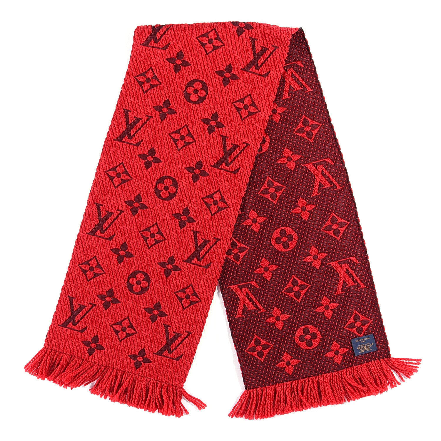 Louis Vuitton Wool Silk Logomania Scarf Rubis 3 of 6