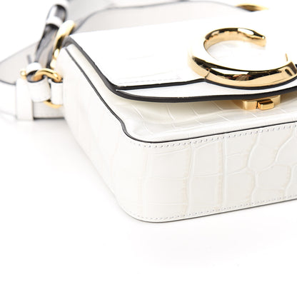 Chloe Calfskin Crocodile Embossed Mini C Double Carry Brilliant White 8 of 11