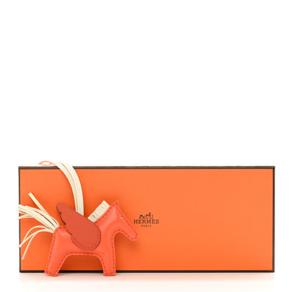 Hermes Milo Lambskin Grigri Rodeo Pegase Horse Bag Charm PM Orange Poppy Craie Terre Battue 6 of 6