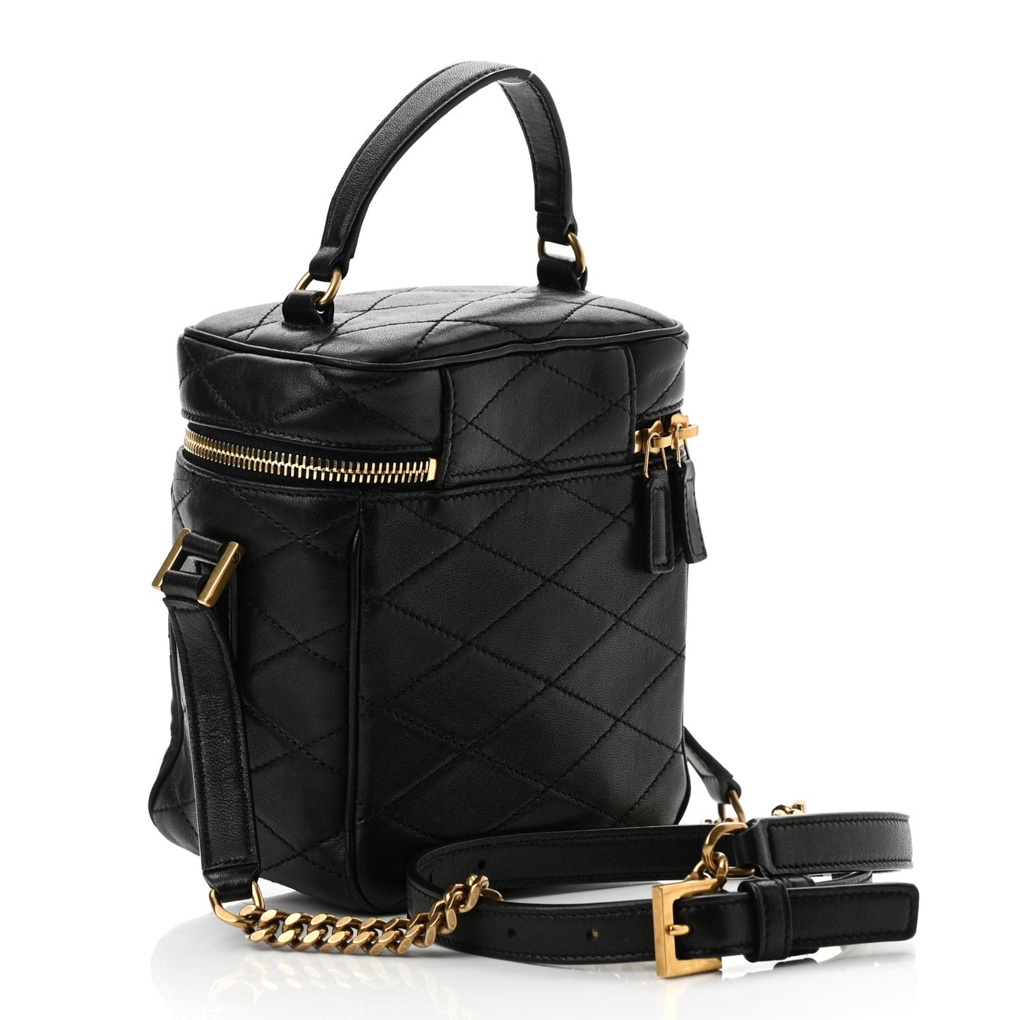 Lambskin Quilted Vanity Bag Black