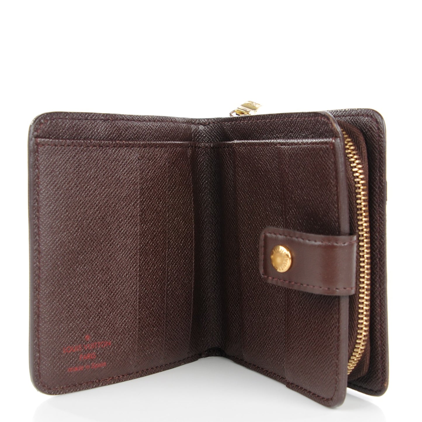 Damier Ebene Zippe Zipped Compact Wallet