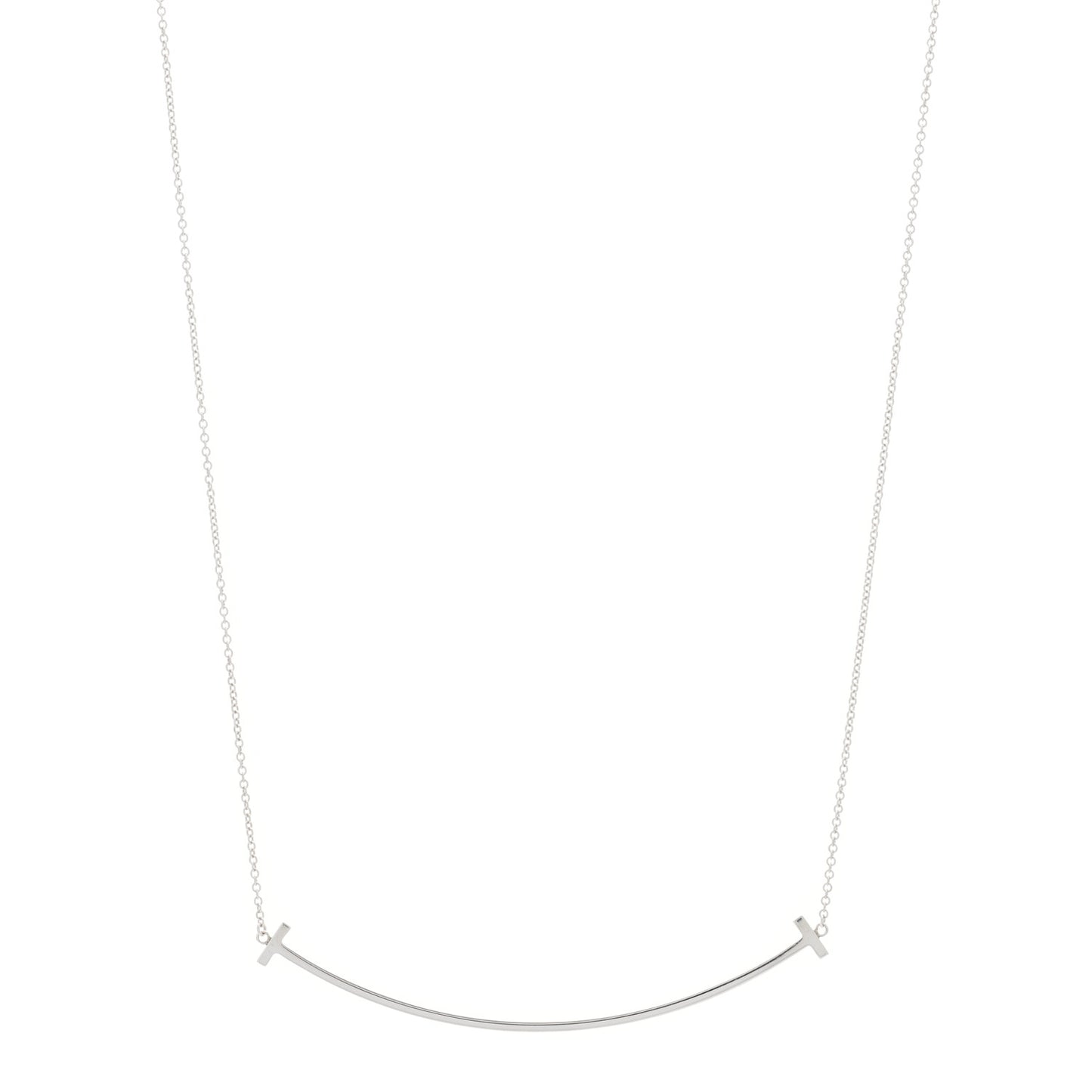 Sterling Silver Large T Smile Pendant Necklace