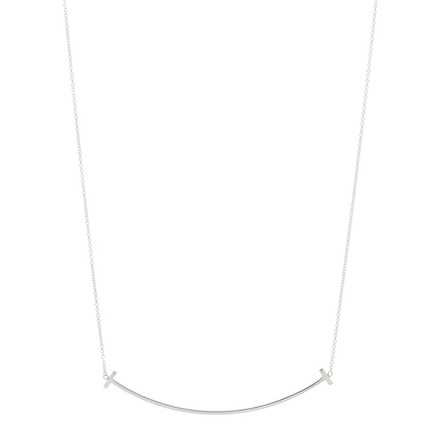 Tiffany Sterling Silver Large T Smile Pendant Necklace 1 of 3