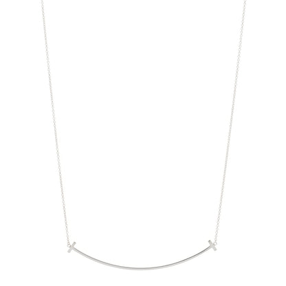 Tiffany Sterling Silver Large T Smile Pendant Necklace 1 of 3