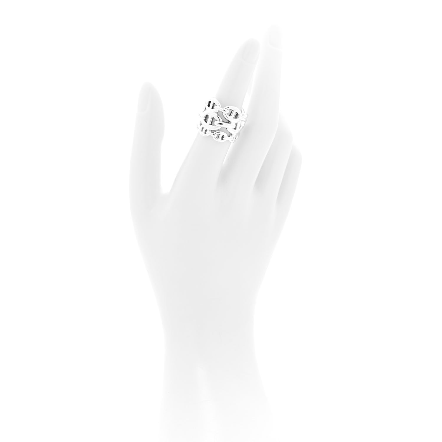 Hermes Sterling Silver GM Chaine d'Ancre Enchainee Band Ring 52 6 2 of 5