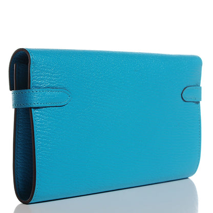 Hermes Chevre Mysore Kelly Longue Wallet Bleu Azteque 3 of 16