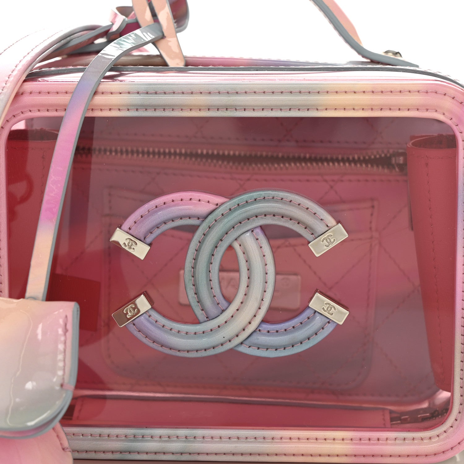 Chanel PVC Lambskin Filigree Small CC Filigree Vanity Case Pink