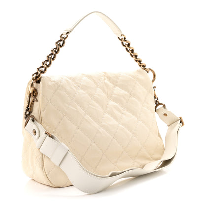 Chanel Crumpled Grained Calfskin Medium Coco Pleats Messenger Flap Dark White 3 of 10