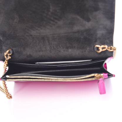 Saint Laurent Metallic Calfskin Classic Monogram Kate Tassel Chain Wallet Fuchsia 5 of 12