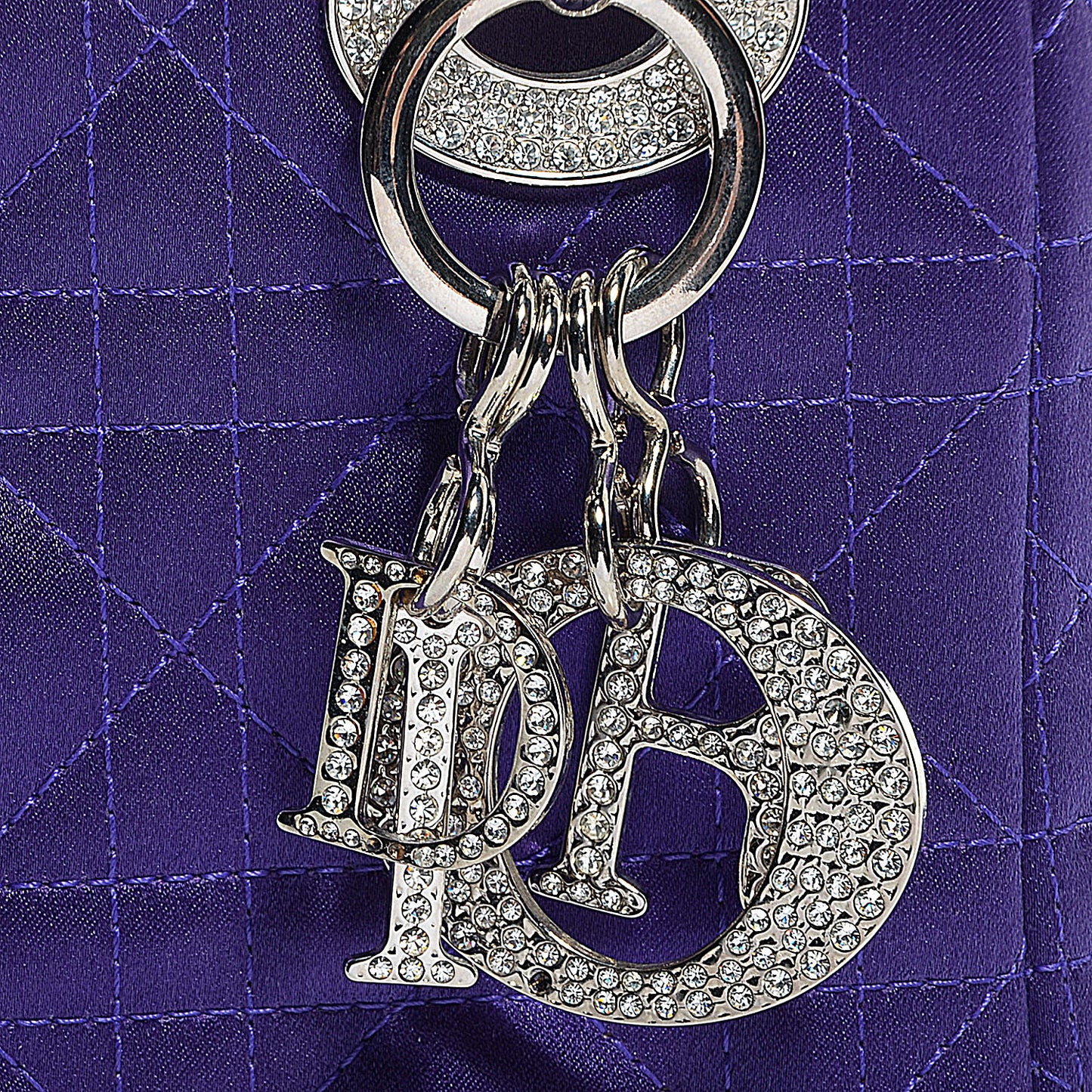 Satin Swarovski Crystal Cannage Mini Lady Dior Purple