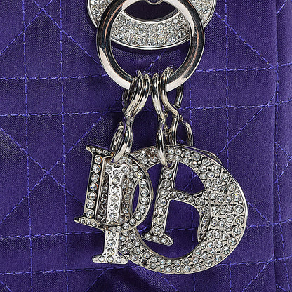 Christian Dior Satin Swarovski Crystal Cannage Mini Lady Dior Purple 9 of 10