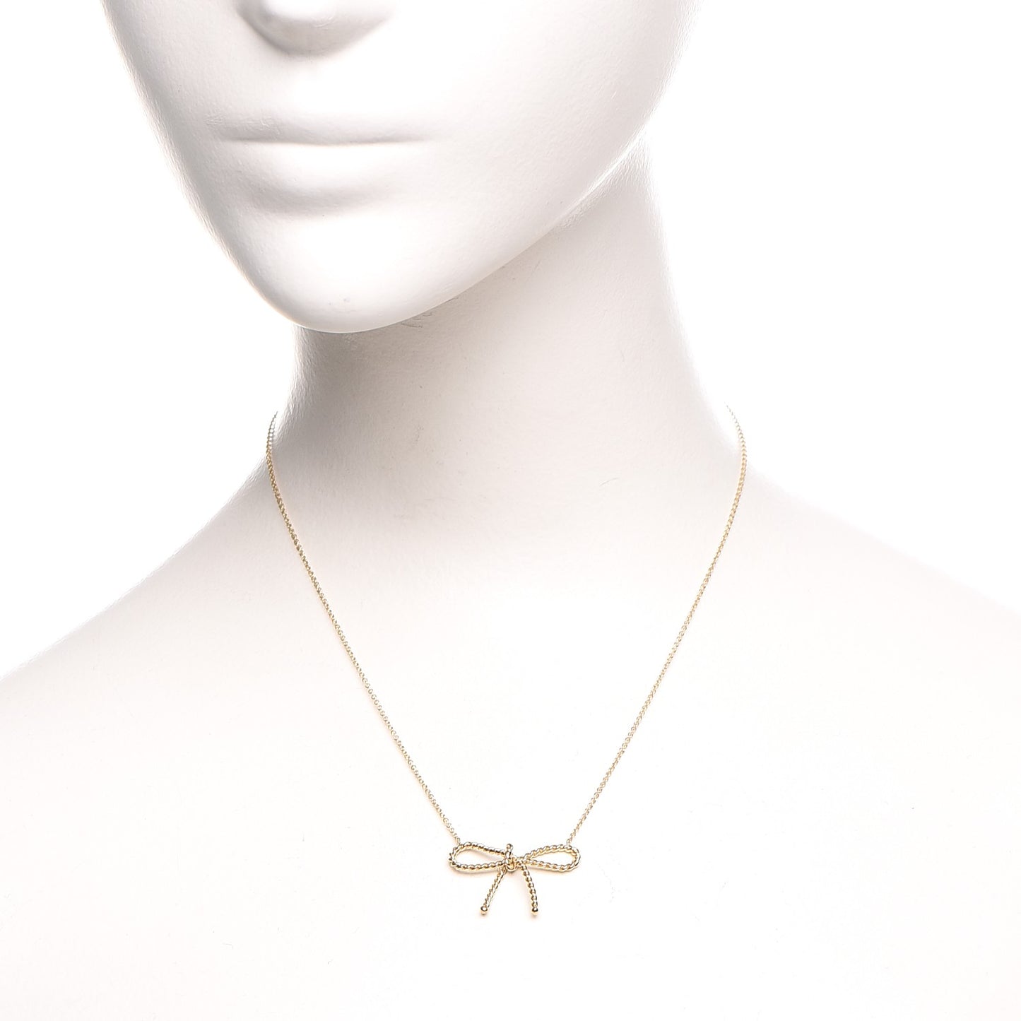 18K Yellow Gold Twist Bow Pendant Necklace
