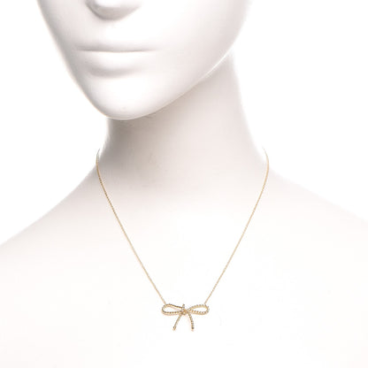 Tiffany 18K Yellow Gold Twist Bow Pendant Necklace 2 of 8