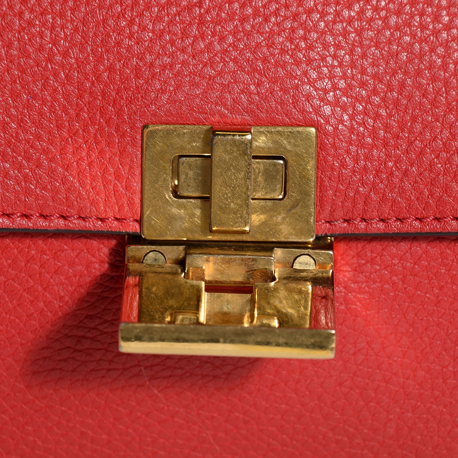 Celine Drummed Calfskin Suede Medium Trapeze Coquelicot 8 of 8