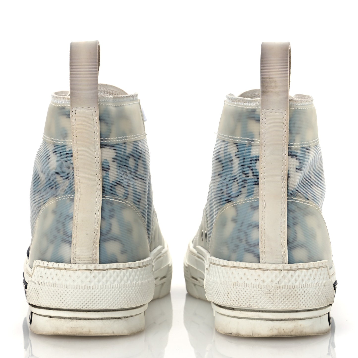 Technical Canvas Oblique Pixel Mens B23 High Top Sneakers 35 Beige Blue