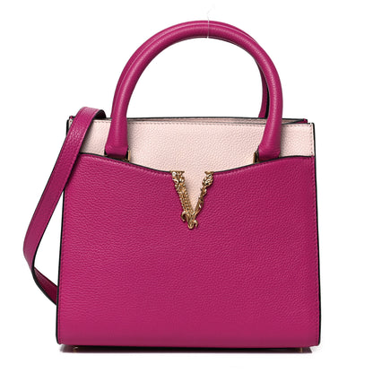 Versace Grainy Calfskin Virtus Top Handle Tote Pink Light Pink 1 of 8