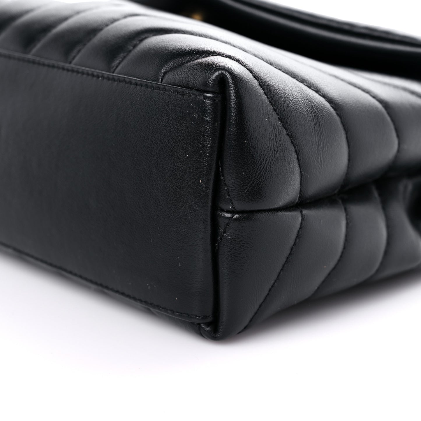 Calfskin Y Quilted Monogram Small Loulou Chain Satchel Black