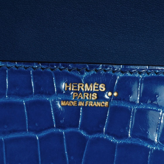 Hermes Shiny Niloticus Crocodile Egee Clutch Bleu Izmir 7 of 9