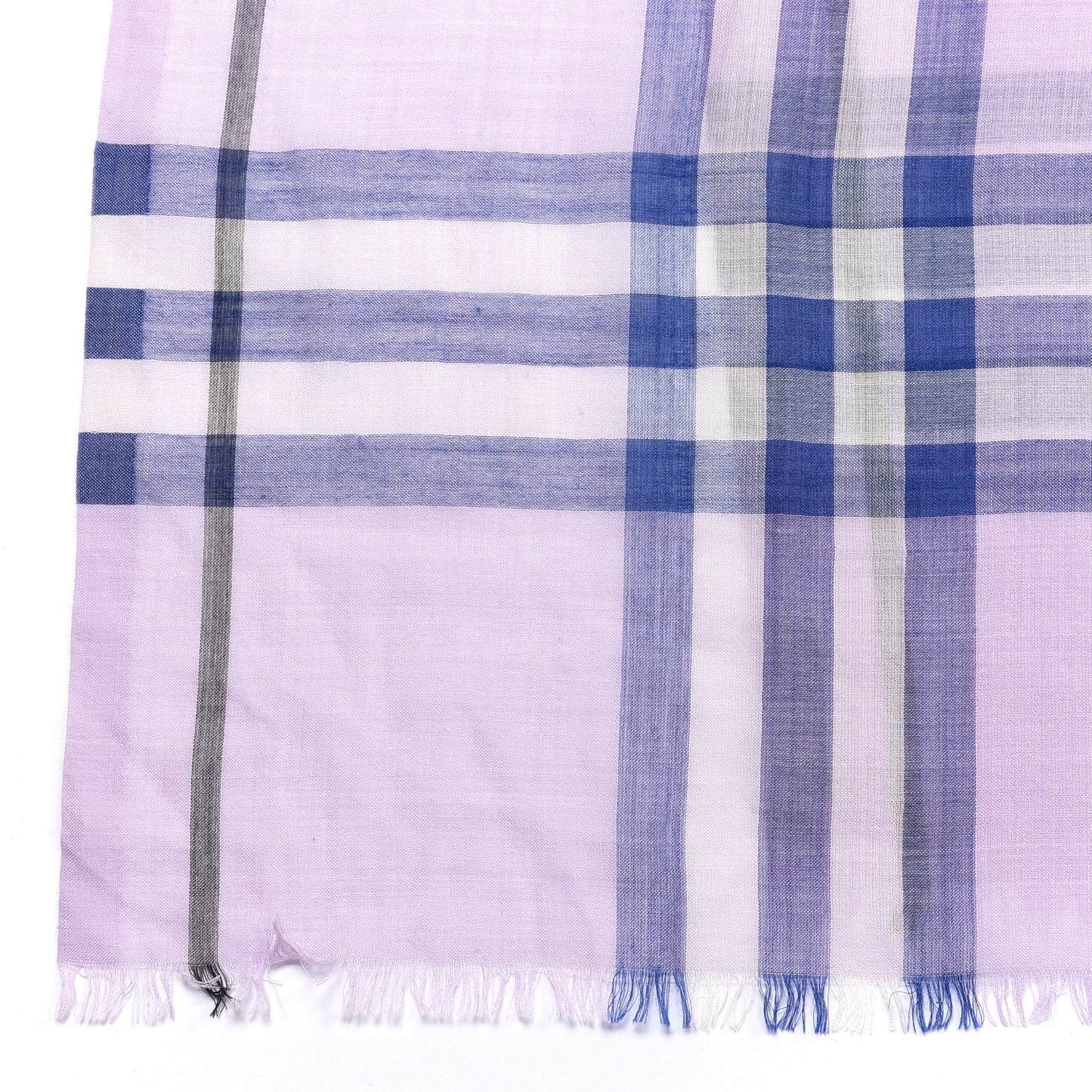 Wool Silk Gauze Giant Check Lightweight Scarf Pale Orchid