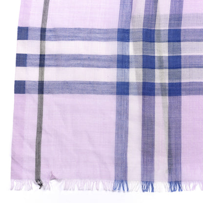 Burberry Wool Silk Gauze Giant Check Lightweight Scarf Pale Orchid 7 of 8
