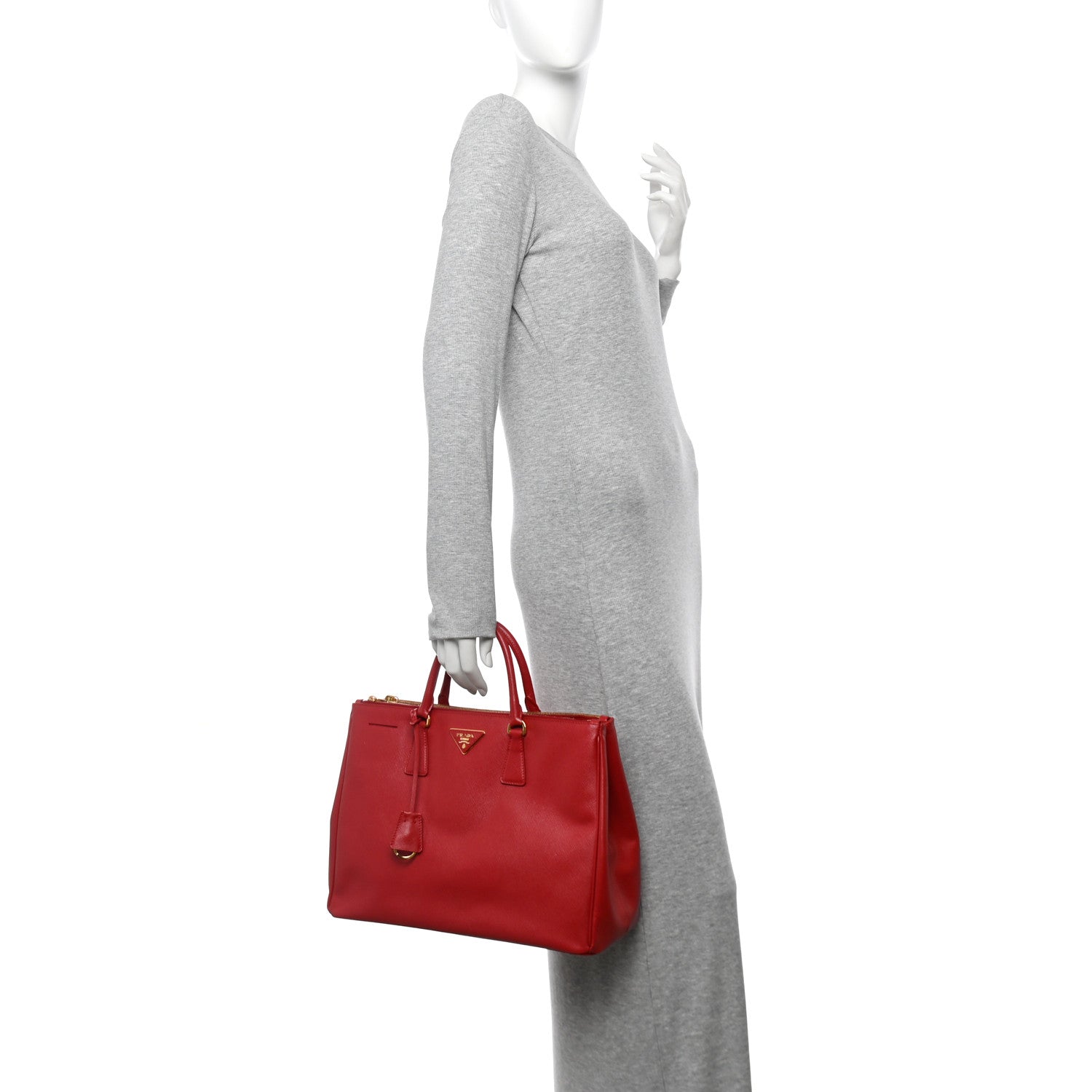 Prada Saffiano Lux Large Galleria Double Zip Tote Fuoco 2 of 13
